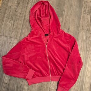 Rue+ Hot Pink Velour Zip Up Hoodie | Women’s 1X | Plush Cropped Jacket